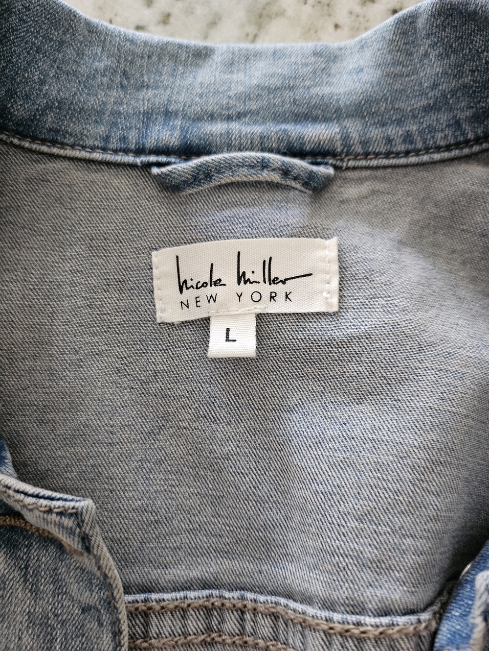 Light Wash Denim Jacket by Nicole Miller - Classic Casual Jean Jacket - Picture 2 of 3